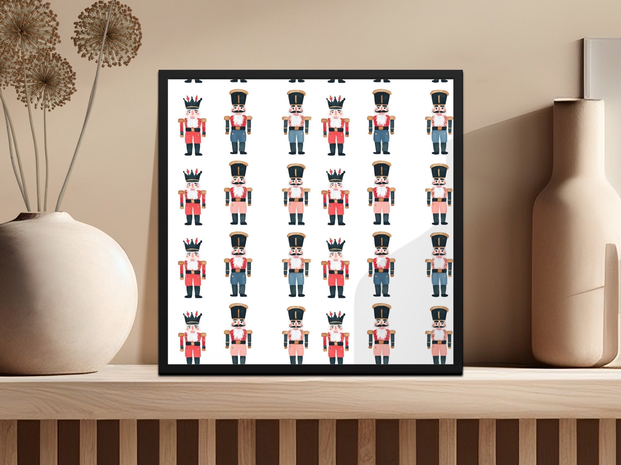 Festive Nutcracker Soldiers Watercolor Pattern Repeating Digital - Moore and Mountain