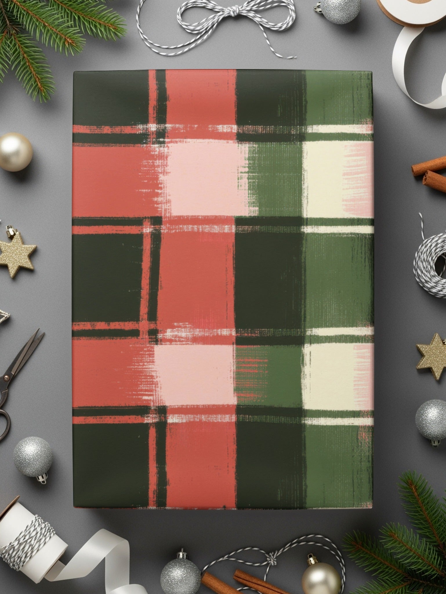 Festive Plaid Red Green Digital Download | Christmas Plaid Digital Image | Holiday Plaid Pattern | Printable Holiday Decor - Moore and Mountain