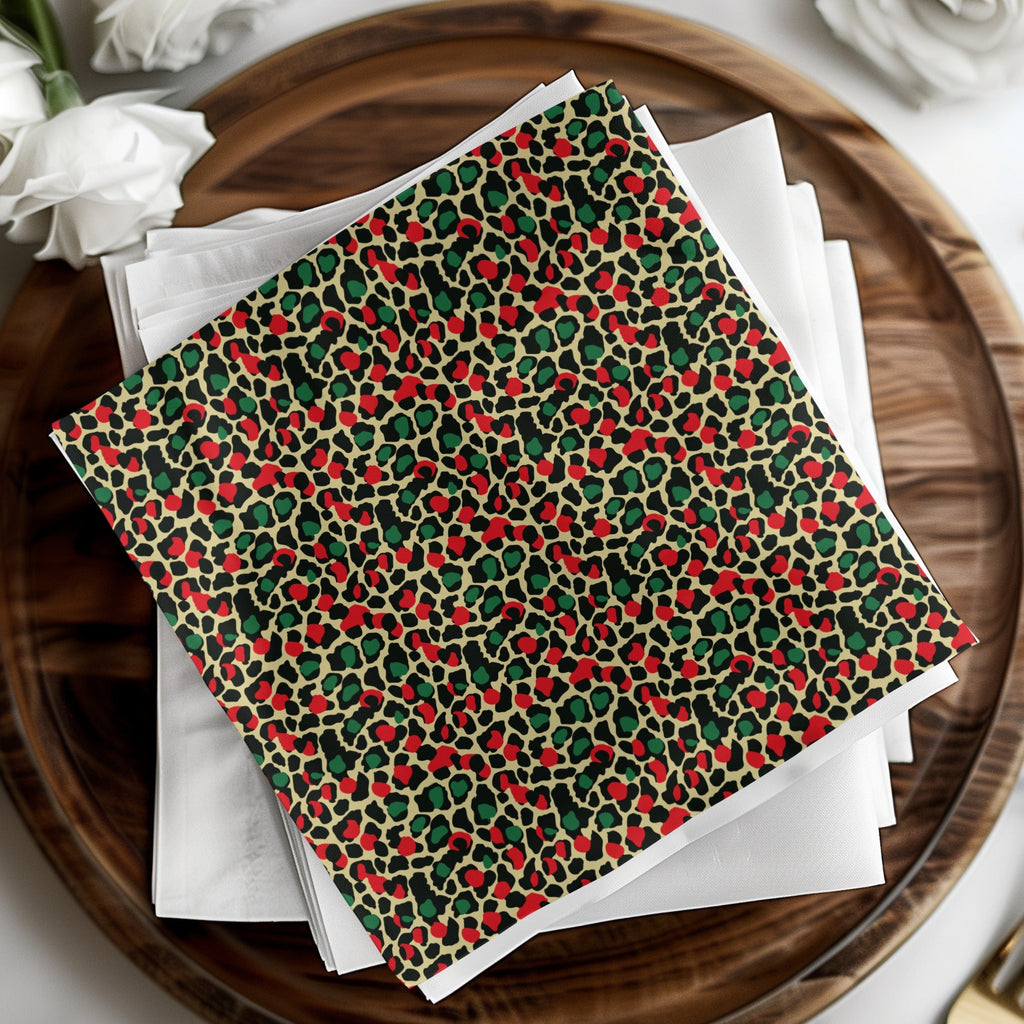 Festive Red and Green Christmas Leopard Print Seamless Pattern Background Digital - Moore and Mountain