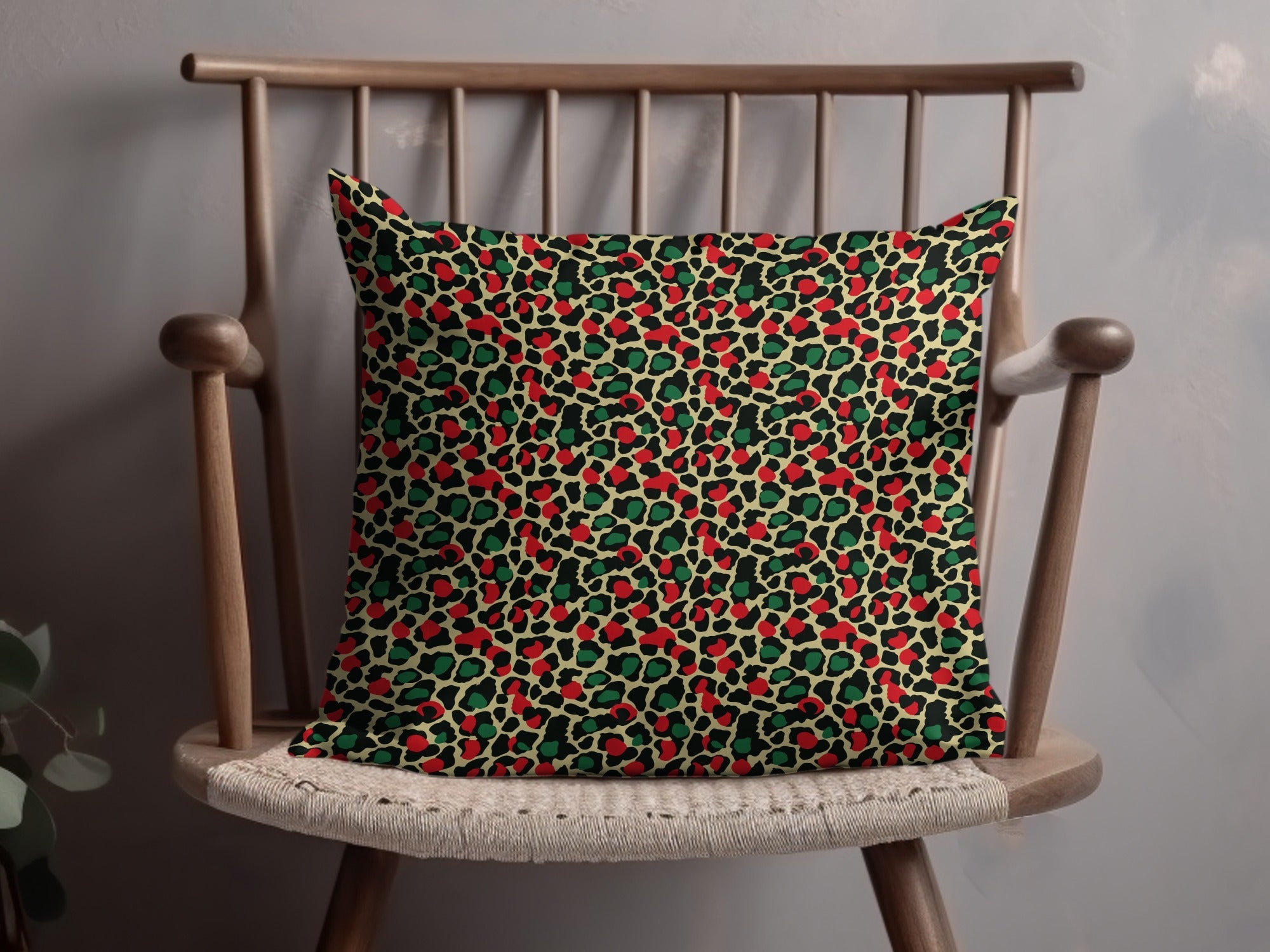 Festive Red and Green Christmas Leopard Print Seamless Pattern Background Digital - Moore and Mountain