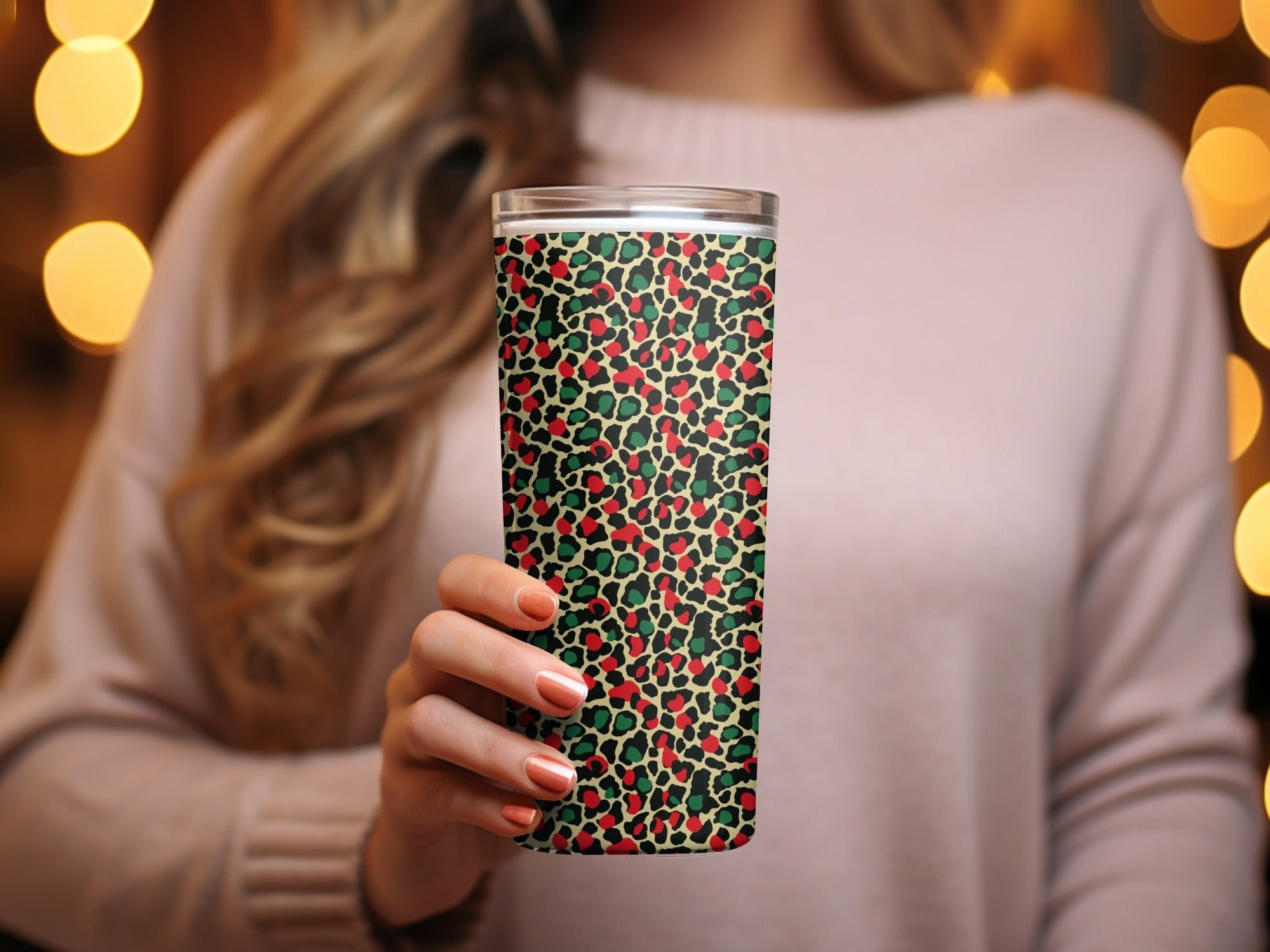 Festive Red and Green Christmas Leopard Print Seamless Pattern Background Digital - Moore and Mountain