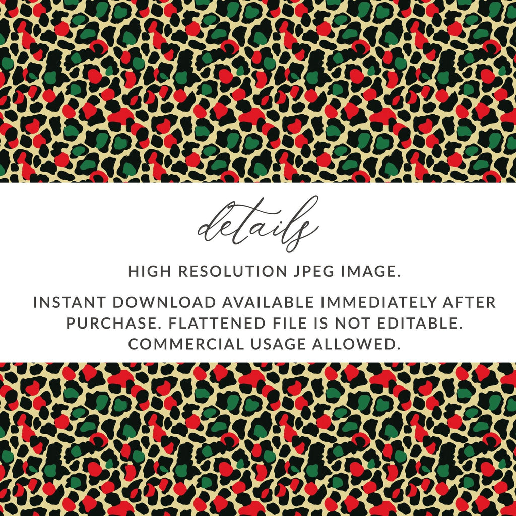 Festive Red and Green Christmas Leopard Print Seamless Pattern Background Digital - Moore and Mountain