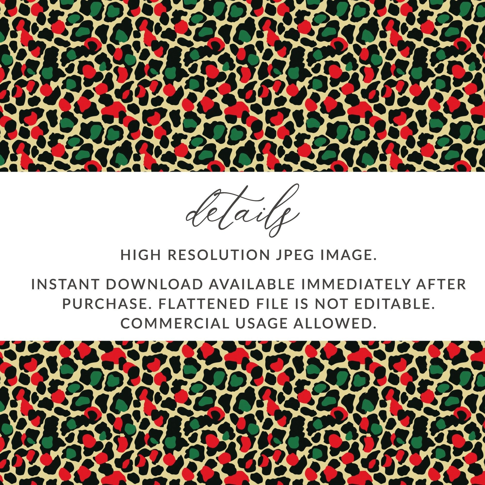 Festive Red and Green Christmas Leopard Print Seamless Pattern Background Digital - Moore and Mountain