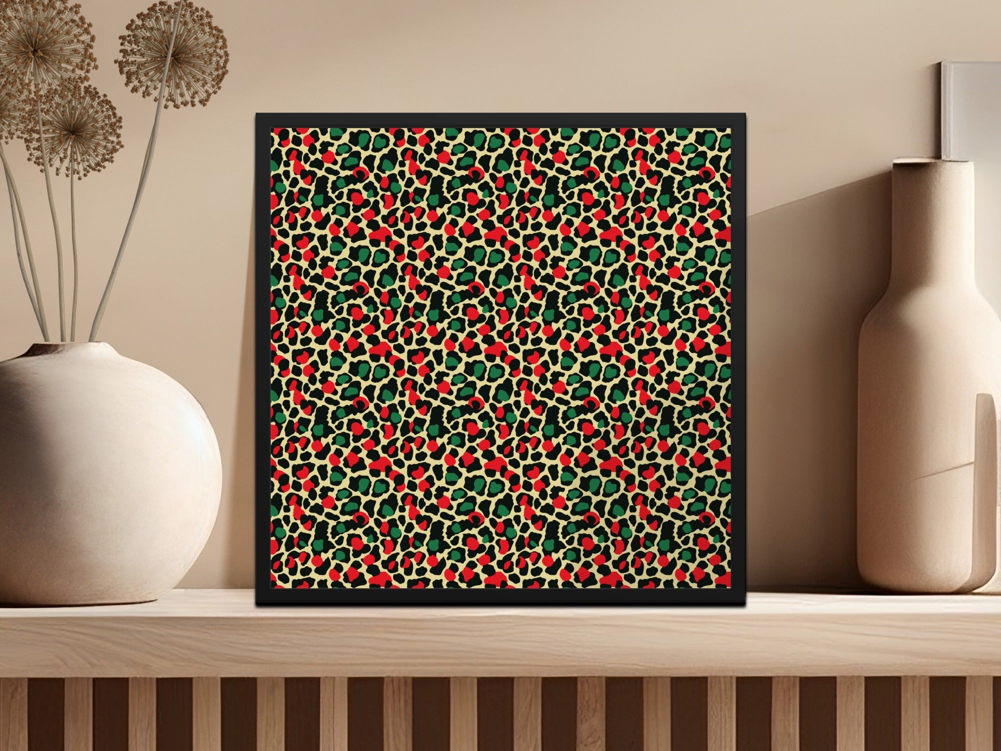 Festive Red and Green Christmas Leopard Print Seamless Pattern Background Digital - Moore and Mountain
