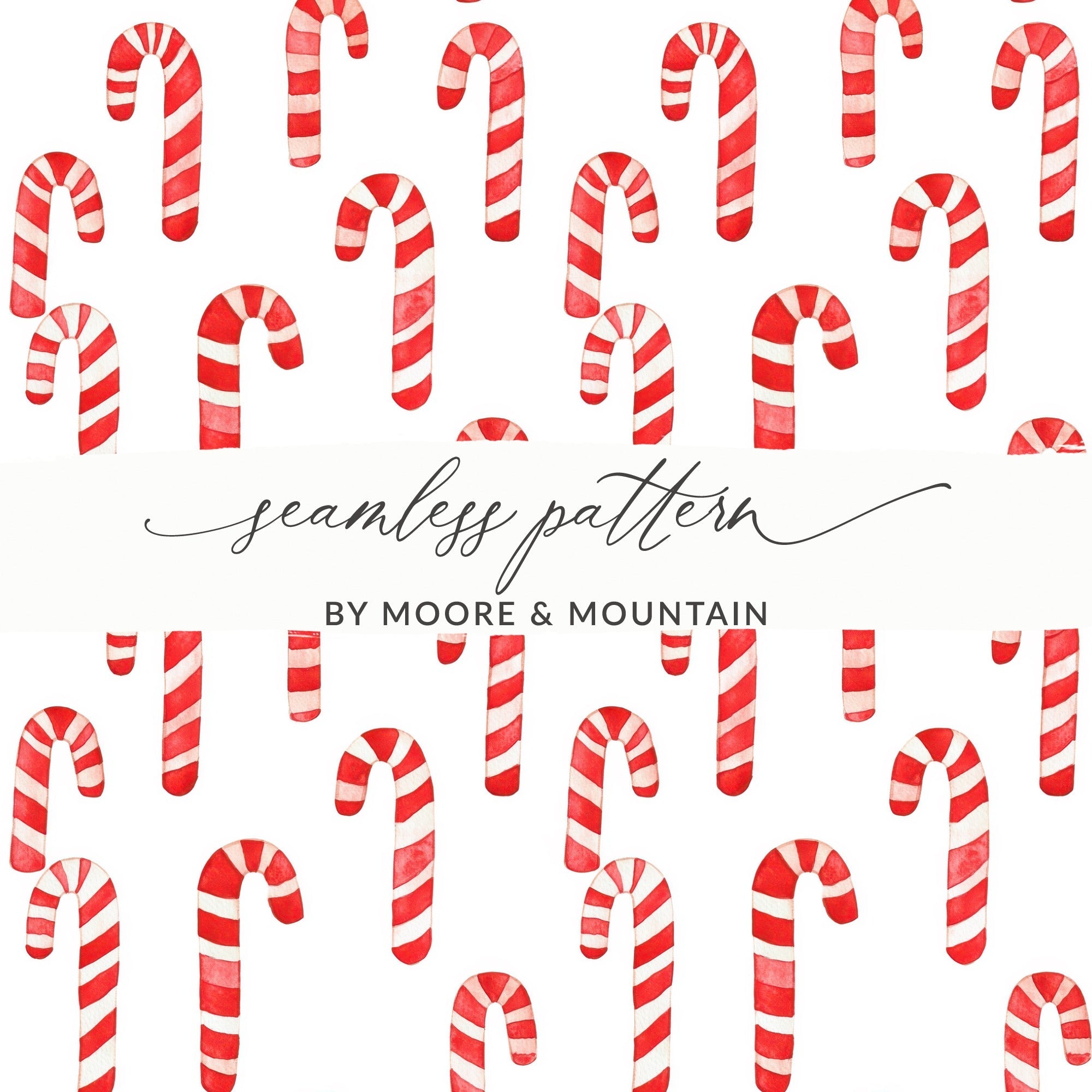 Festive Red and White Candy Canes Seamless Pattern Digital - Moore and Mountain