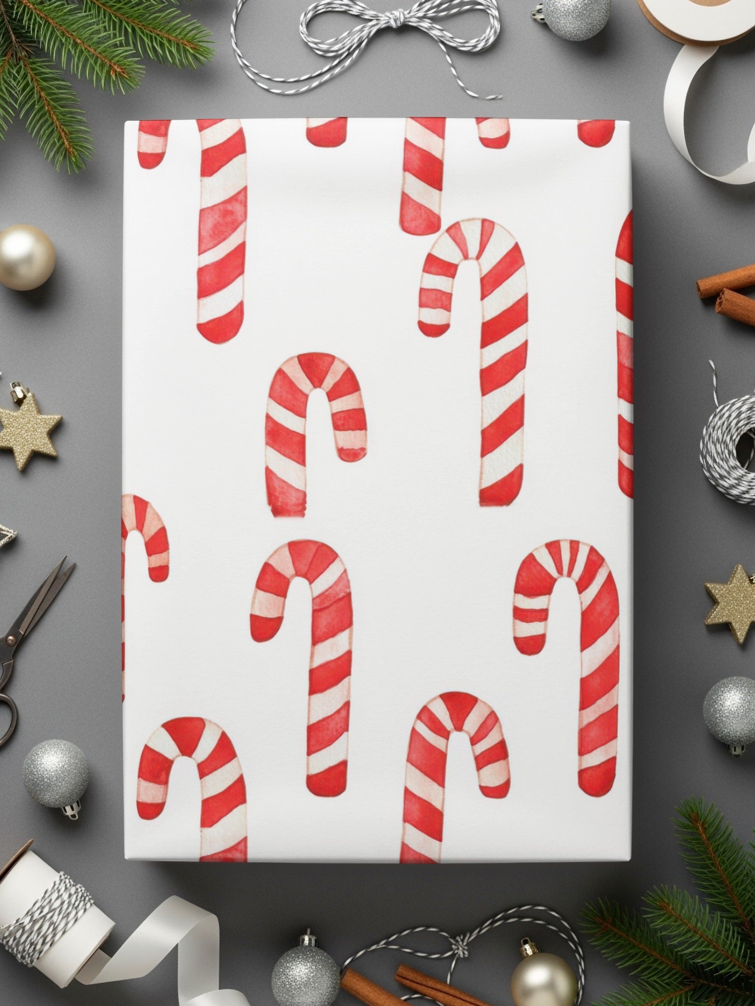 Festive Red and White Candy Canes Seamless Pattern Digital - Moore and Mountain