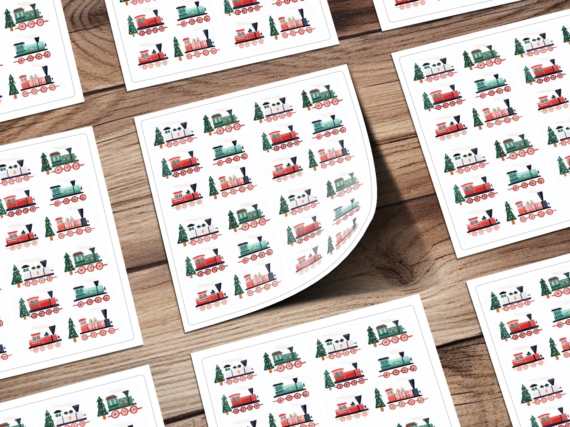 Festive Trains Christmas Seamless Pattern Xmas Trees Seamless Holiday Pattern Digital - Moore and Mountain