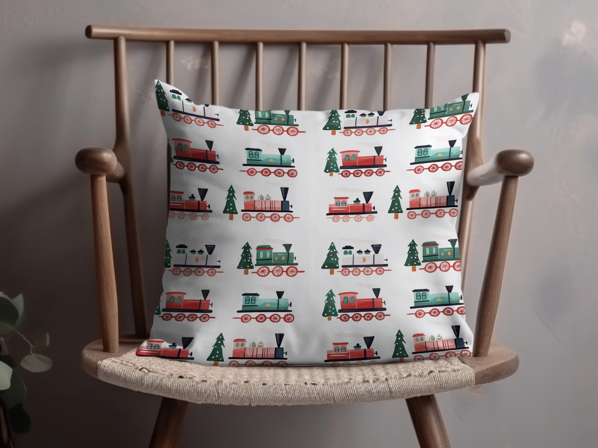 Festive Trains Christmas Seamless Pattern Xmas Trees Seamless Holiday Pattern Digital - Moore and Mountain