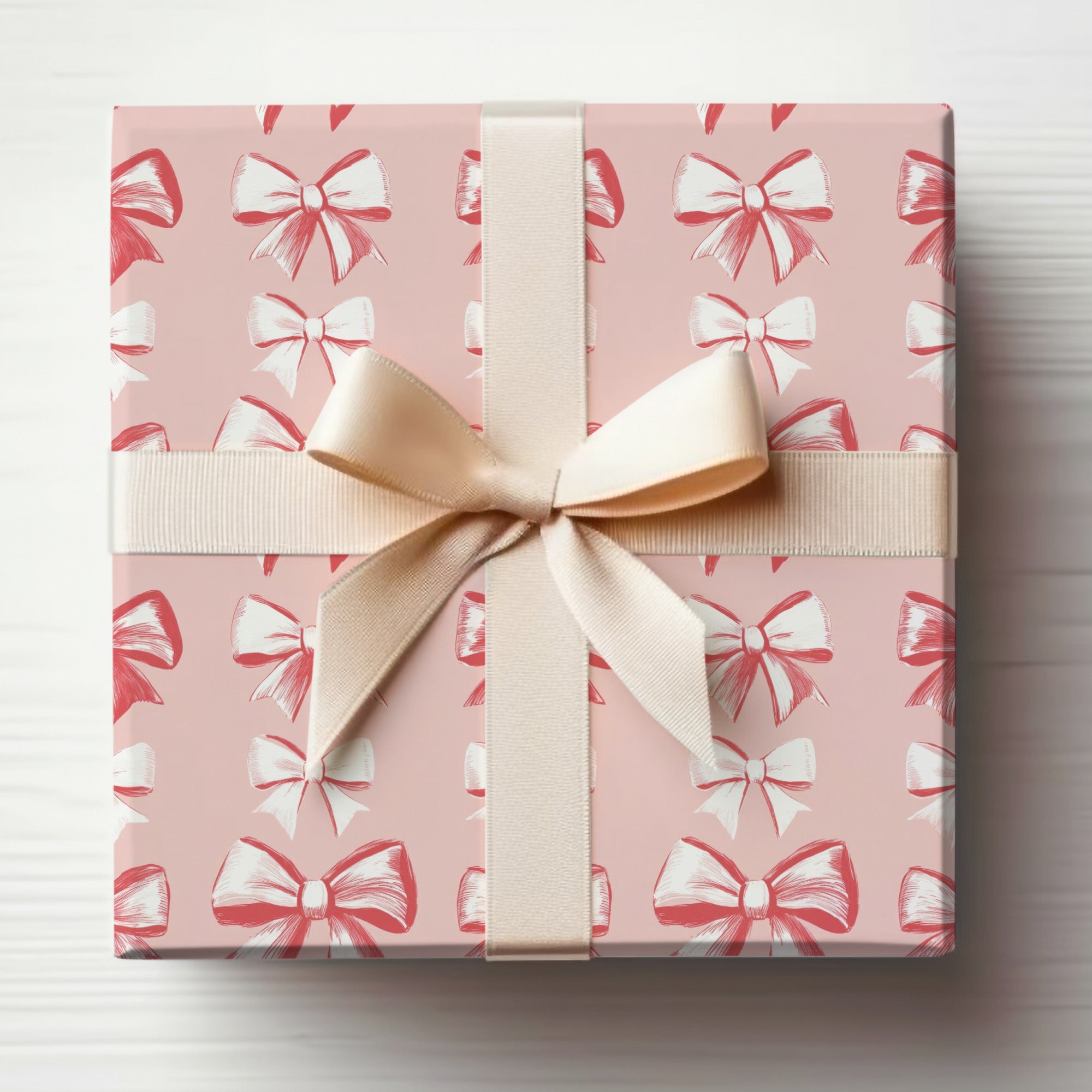Elegant Pink Gift Wrap with Bow Design for Party