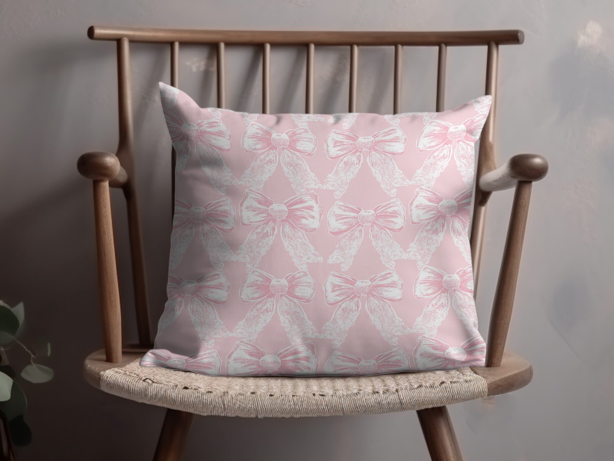 Elegant Pink Bow Pattern Decorative Pillow Product
