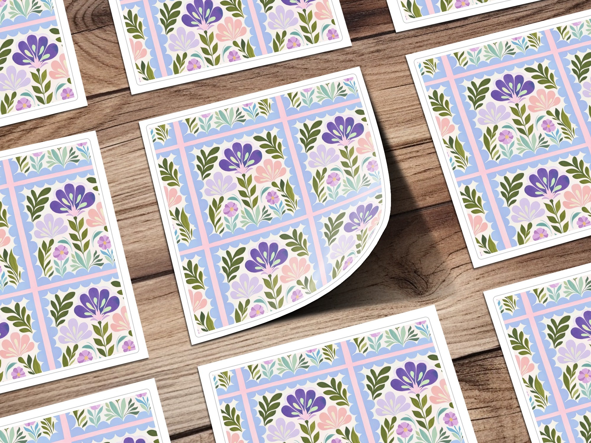 Floral Tile Design Stickers for Scrapbooking and Crafts