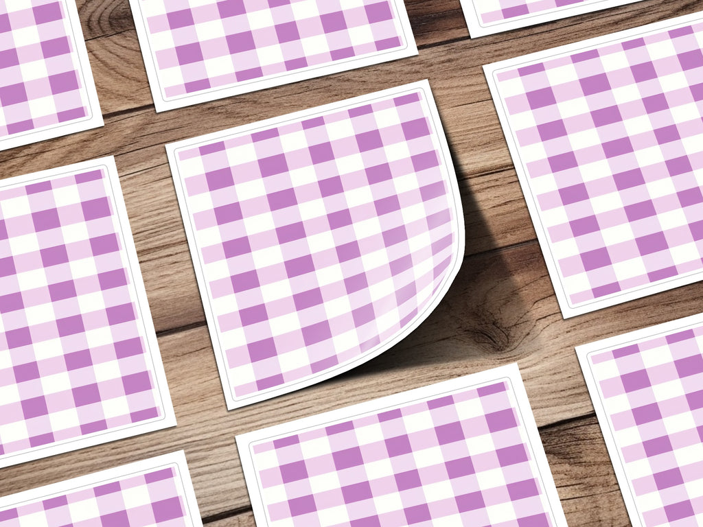 Pink and White Gingham Pattern Square Prints