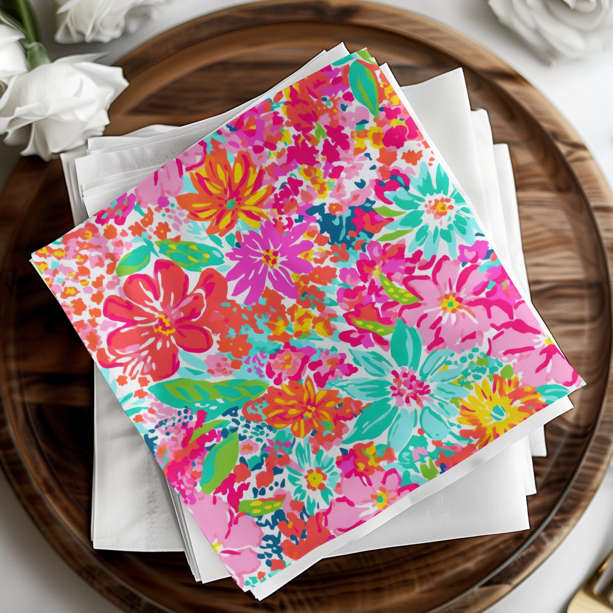 Colorful and Vibrant Floral Pattern Napkin Set