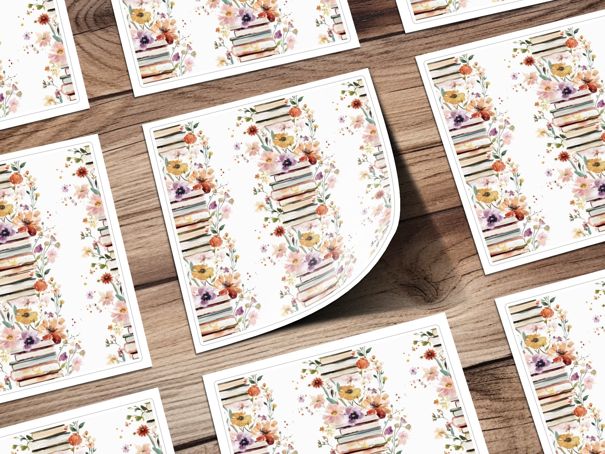 Floral Books Digital Paper, Seamless Book Pattern, Watercolor Flowers Design, Books and Flowers Pattern, Reading Theme Digital File - Moore and Mountain