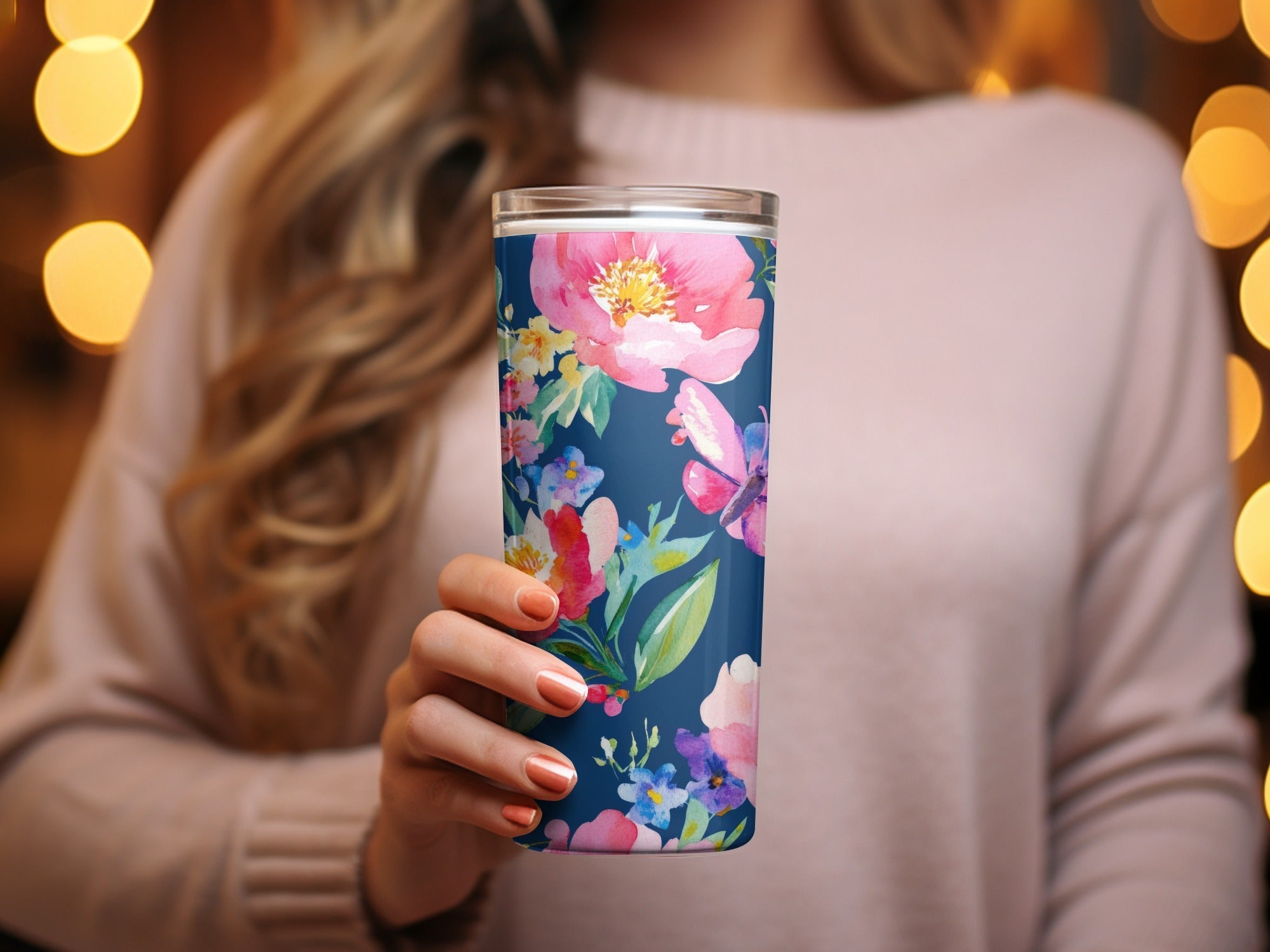 Floral Butterfly Seamless Digital, Watercolor Flowers Pattern, Fabric Design, Scrapbooking Paper, Navy Background, Digital Paper - Moore and Mountain