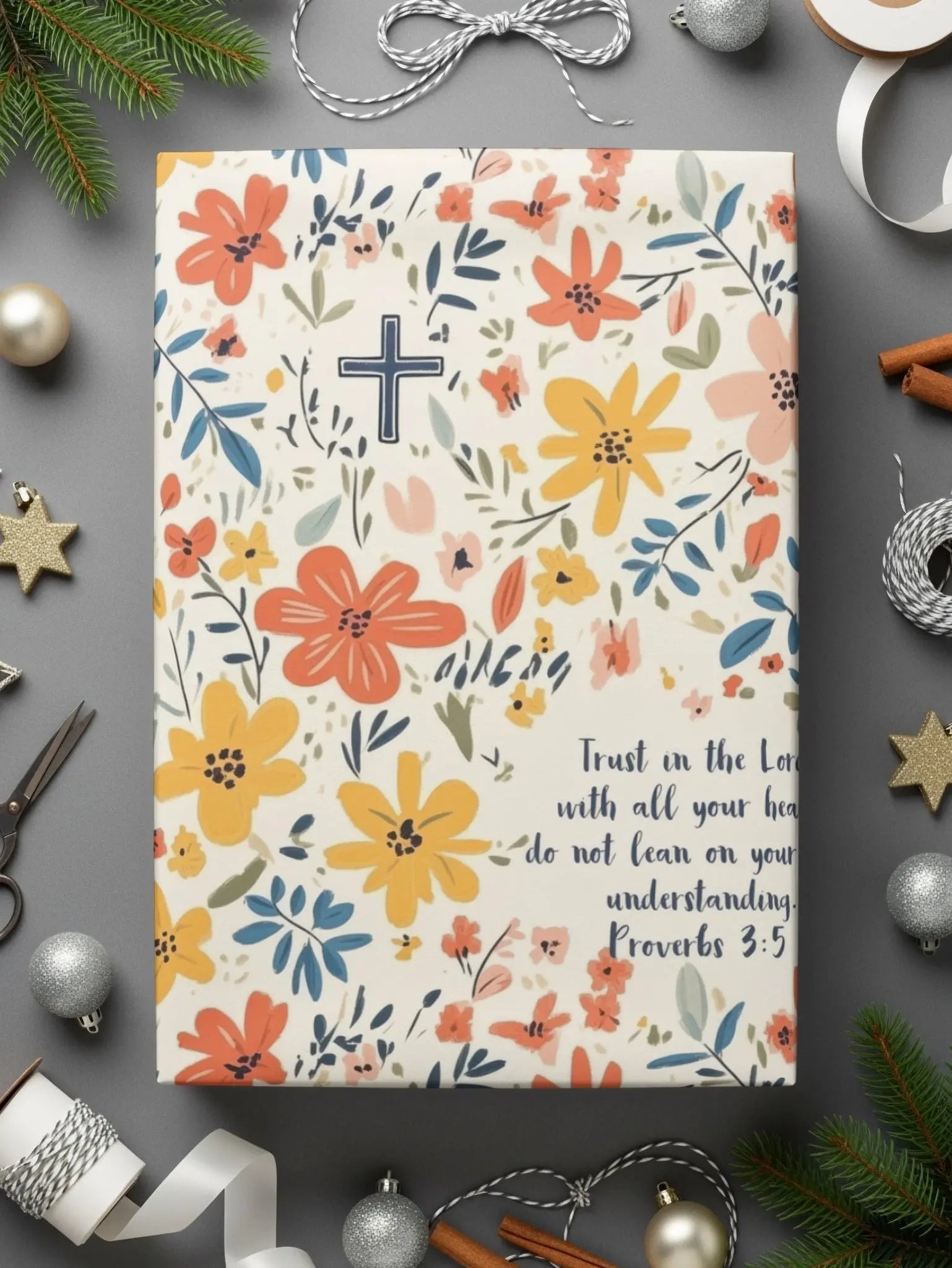 Floral Christian Seamless Pattern, Proverbs 3 5 Scripture, Faith Based Design, Digital Paper Pack, Commercial Use, Print On Demand OK - Moore and Mountain