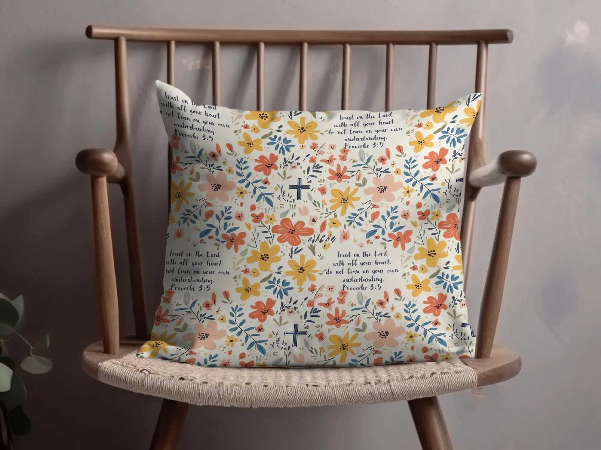 Floral Christian Seamless Pattern, Proverbs 3 5 Scripture, Faith Based Design, Digital Paper Pack, Commercial Use, Print On Demand OK - Moore and Mountain