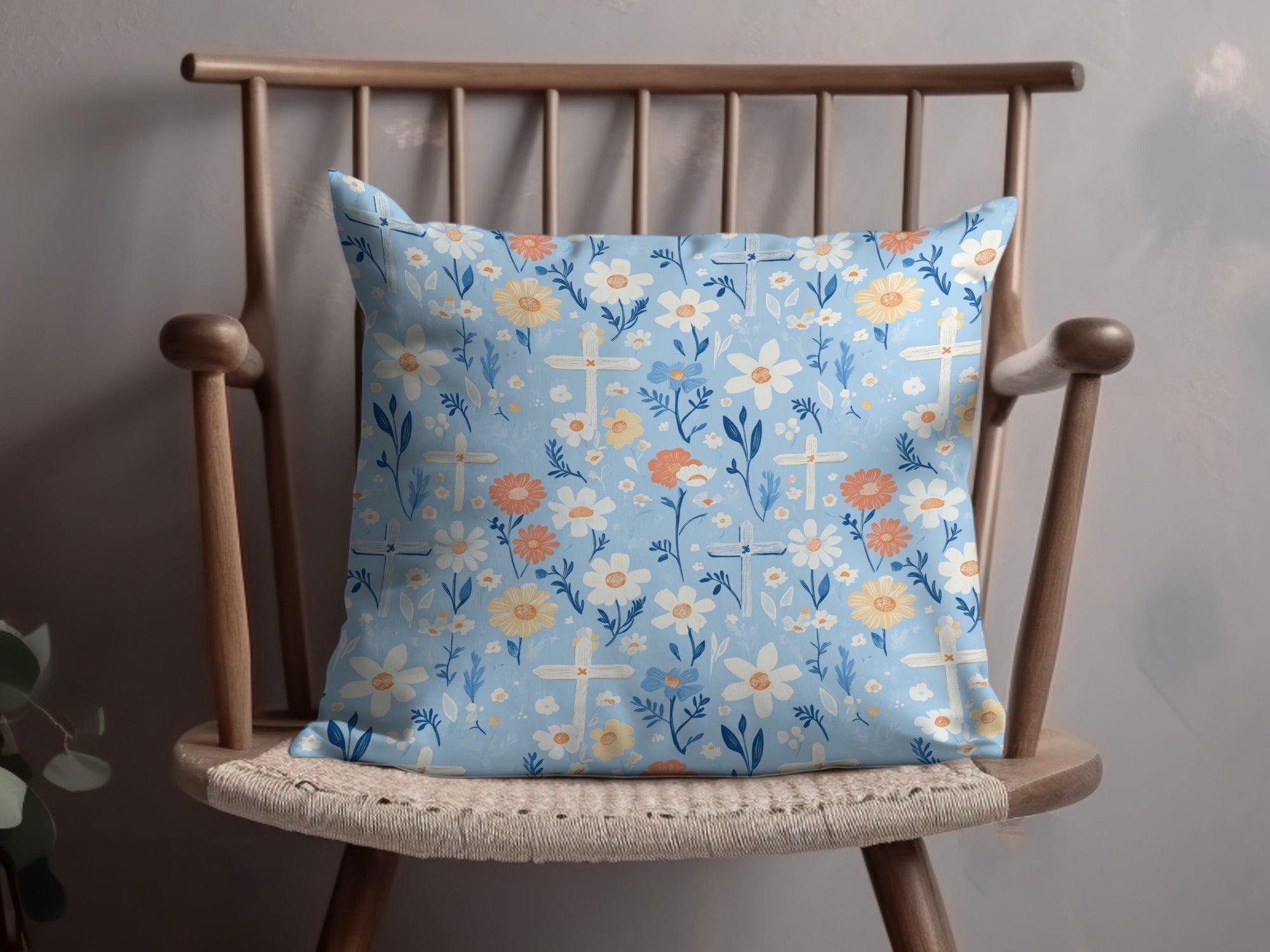 Floral Cross Digital Paper, Seamless Flower Pattern, Springtime, Religious Background, Scrapbook Paper, Digital Download - Moore and Mountain