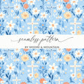 Floral Cross Digital Paper, Seamless Flower Pattern, Springtime, Religious Background, Scrapbook Paper, Digital Download - Moore and Mountain