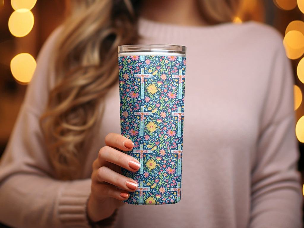 Floral Cross Digital Paper, Seamless Pattern Bundle, Spring Flowers Print, Easter Fabric Design, Religious Backgrounds, Scrapbook Paper - Moore and Mountain