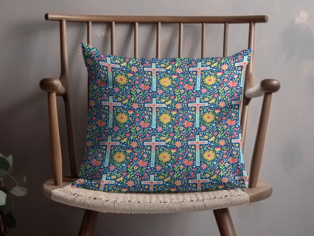 Floral Cross Digital Paper, Seamless Pattern Bundle, Spring Flowers Print, Easter Fabric Design, Religious Backgrounds, Scrapbook Paper - Moore and Mountain