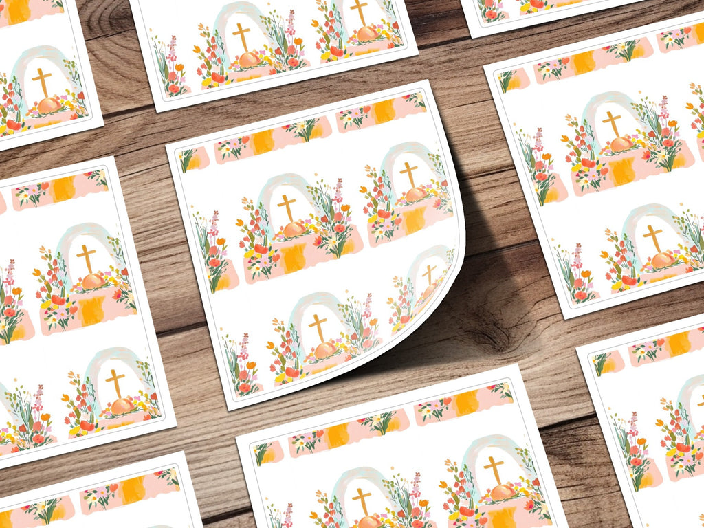 Floral Cross Digital Paper, Seamless Pattern Design, Christian Easter Spring Background, Scrapbooking Fabric Design, Digital Files - Moore and Mountain