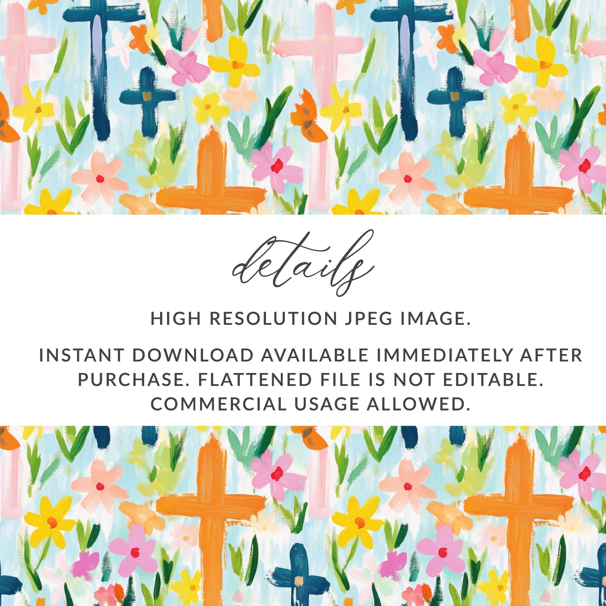 Floral Cross Pattern Digital Paper, Seamless Easter Design, Religious Background, Spring Flowers, Christian Theme, Fabric Pattern - Moore and Mountain