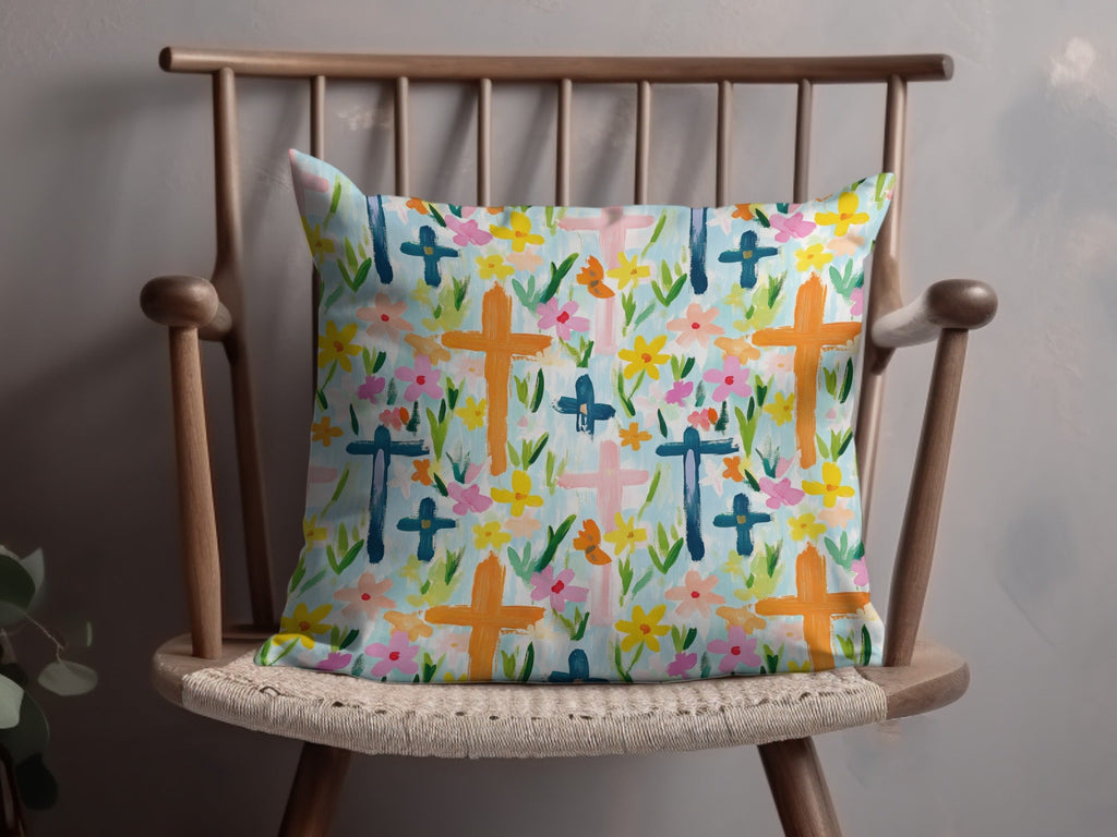 Floral Cross Pattern Digital Paper, Seamless Easter Design, Religious Background, Spring Flowers, Christian Theme, Fabric Pattern - Moore and Mountain