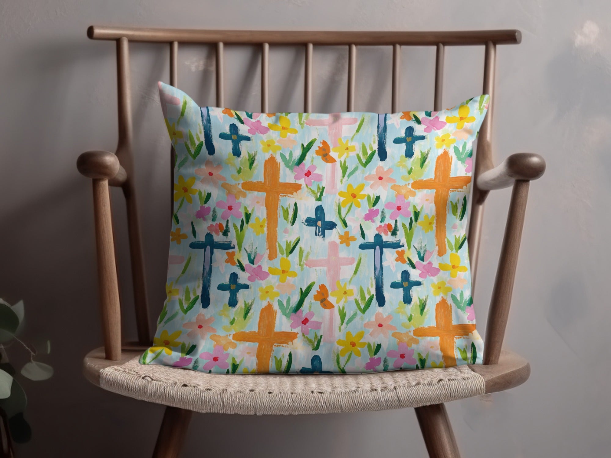 Floral Cross Pattern Digital Paper, Seamless Easter Design, Religious Background, Spring Flowers, Christian Theme, Fabric Pattern - Moore and Mountain