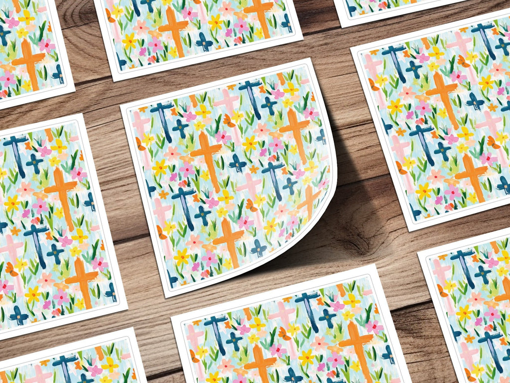 Floral Cross Pattern Digital Paper, Seamless Easter Design, Religious Background, Spring Flowers, Christian Theme, Fabric Pattern - Moore and Mountain