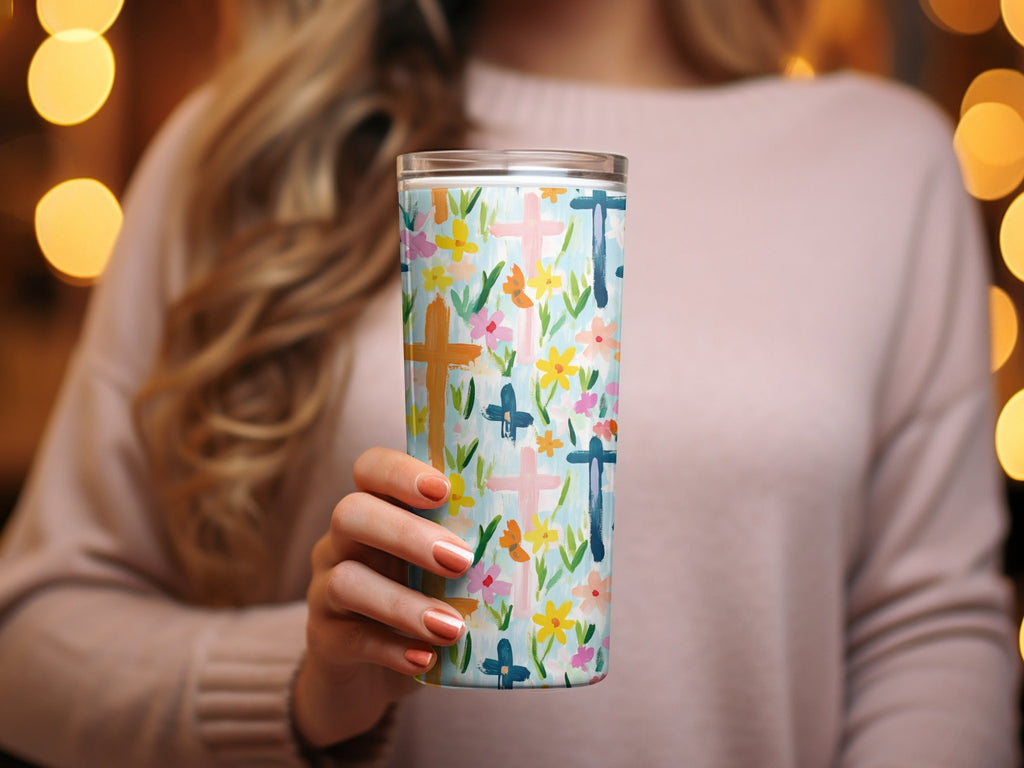 Floral Cross Pattern Digital Paper, Seamless Easter Design, Religious Background, Spring Flowers, Christian Theme, Fabric Pattern - Moore and Mountain