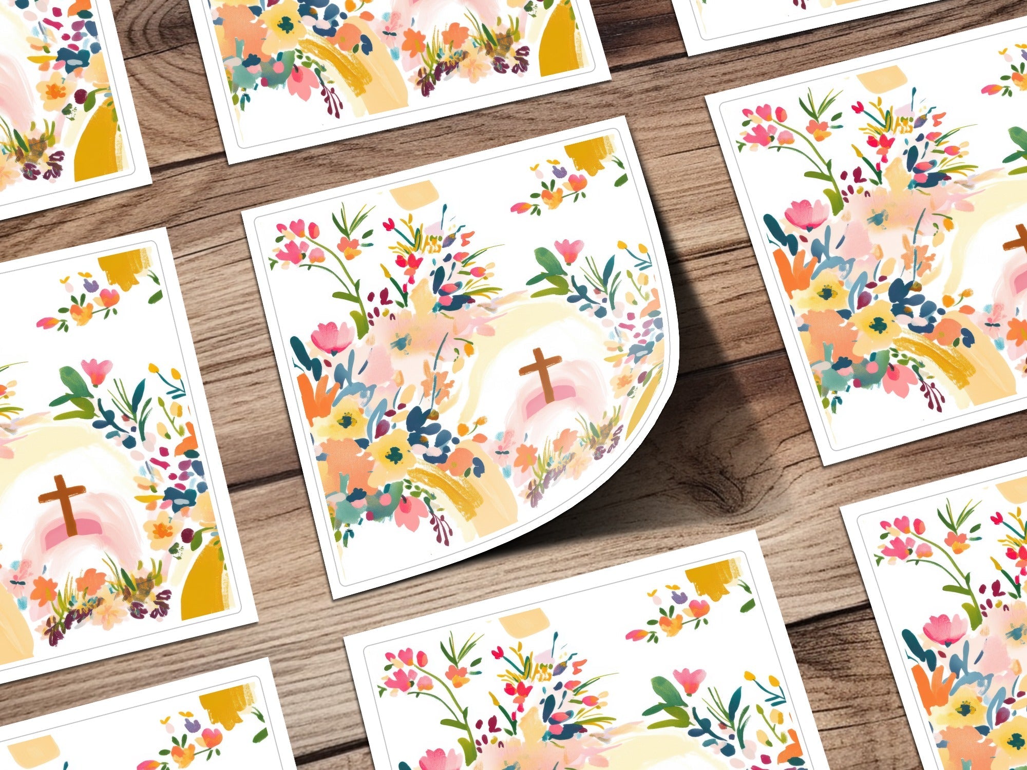 Floral Cross Seamless Pattern, Digital Paper Pack, Church Design, Easter Print, Watercolor Flowers, Religious Art Print, Digital Download - Moore and Mountain