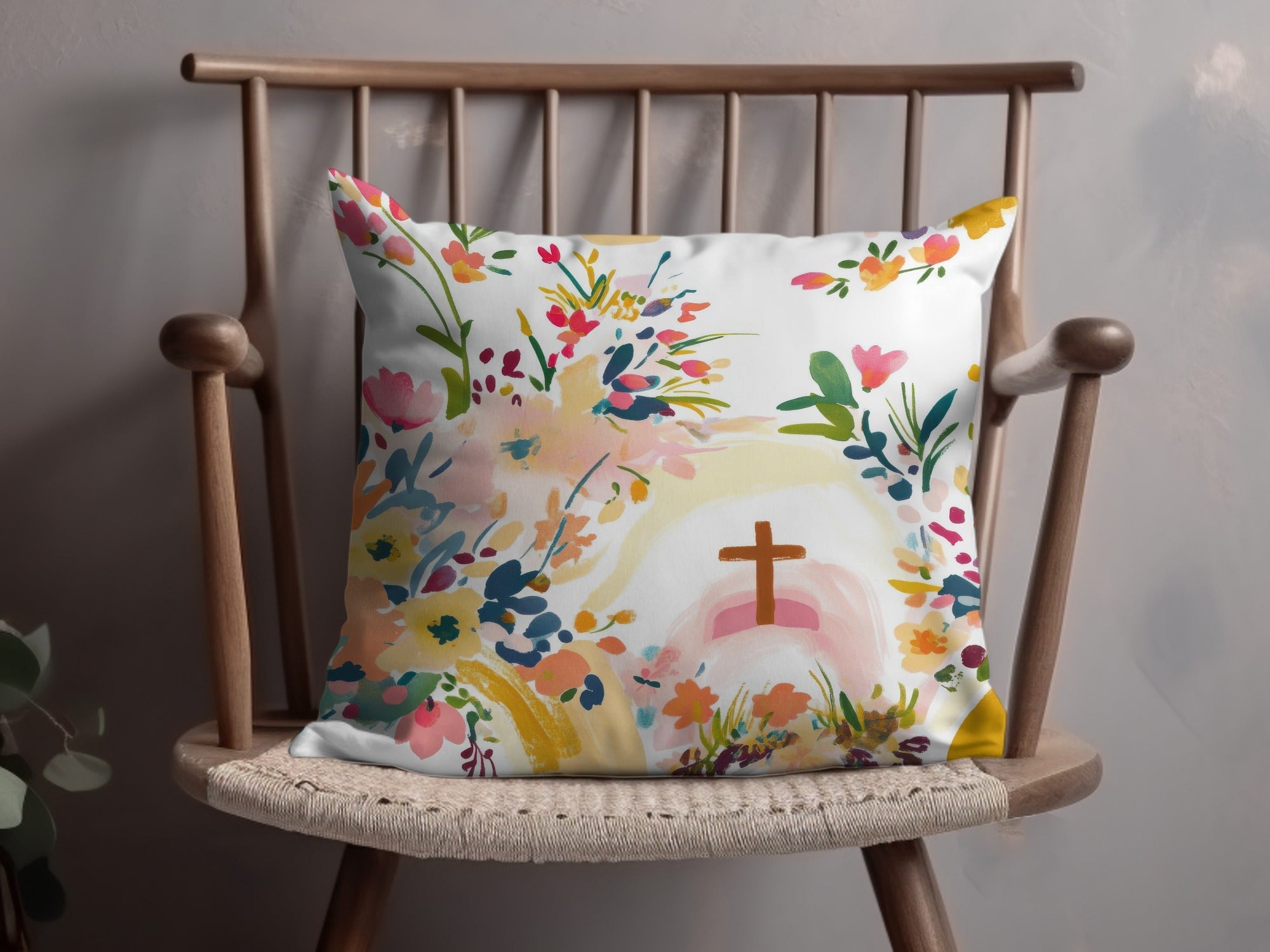 Floral Cross Seamless Pattern, Digital Paper Pack, Church Design, Easter Print, Watercolor Flowers, Religious Art Print, Digital Download - Moore and Mountain