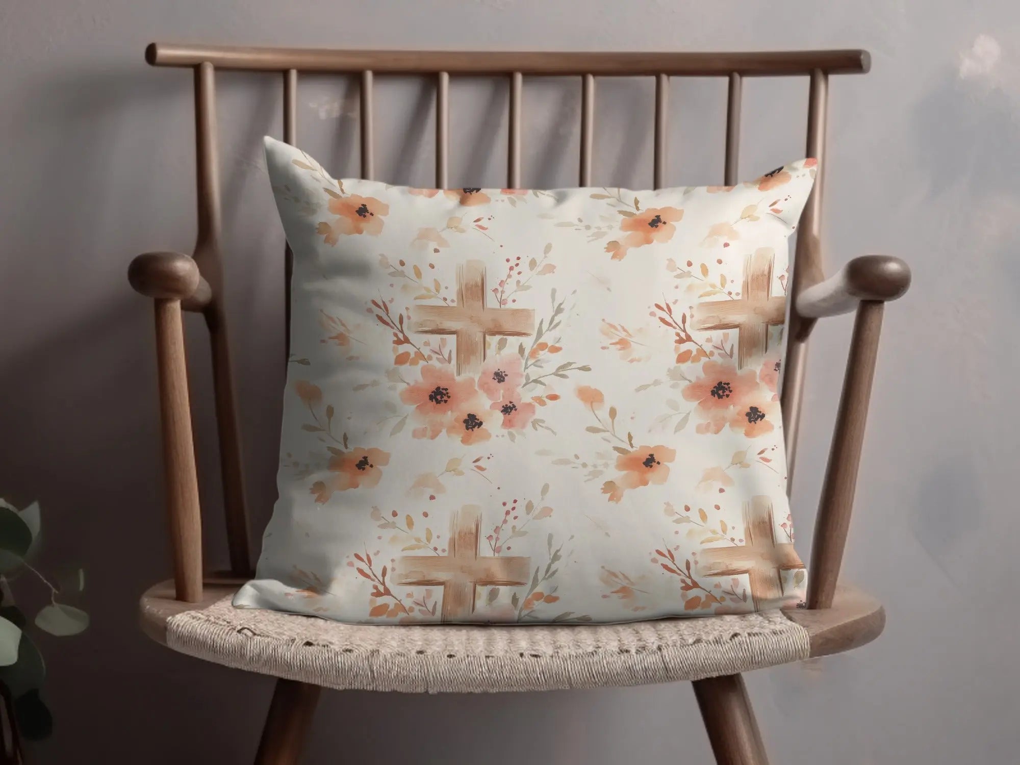 Floral Cross Seamless Pattern, Digital Paper Pack, Watercolor Flowers, Religious Backgrounds, JPEG Files, Digital Scrapbooking - Moore and Mountain