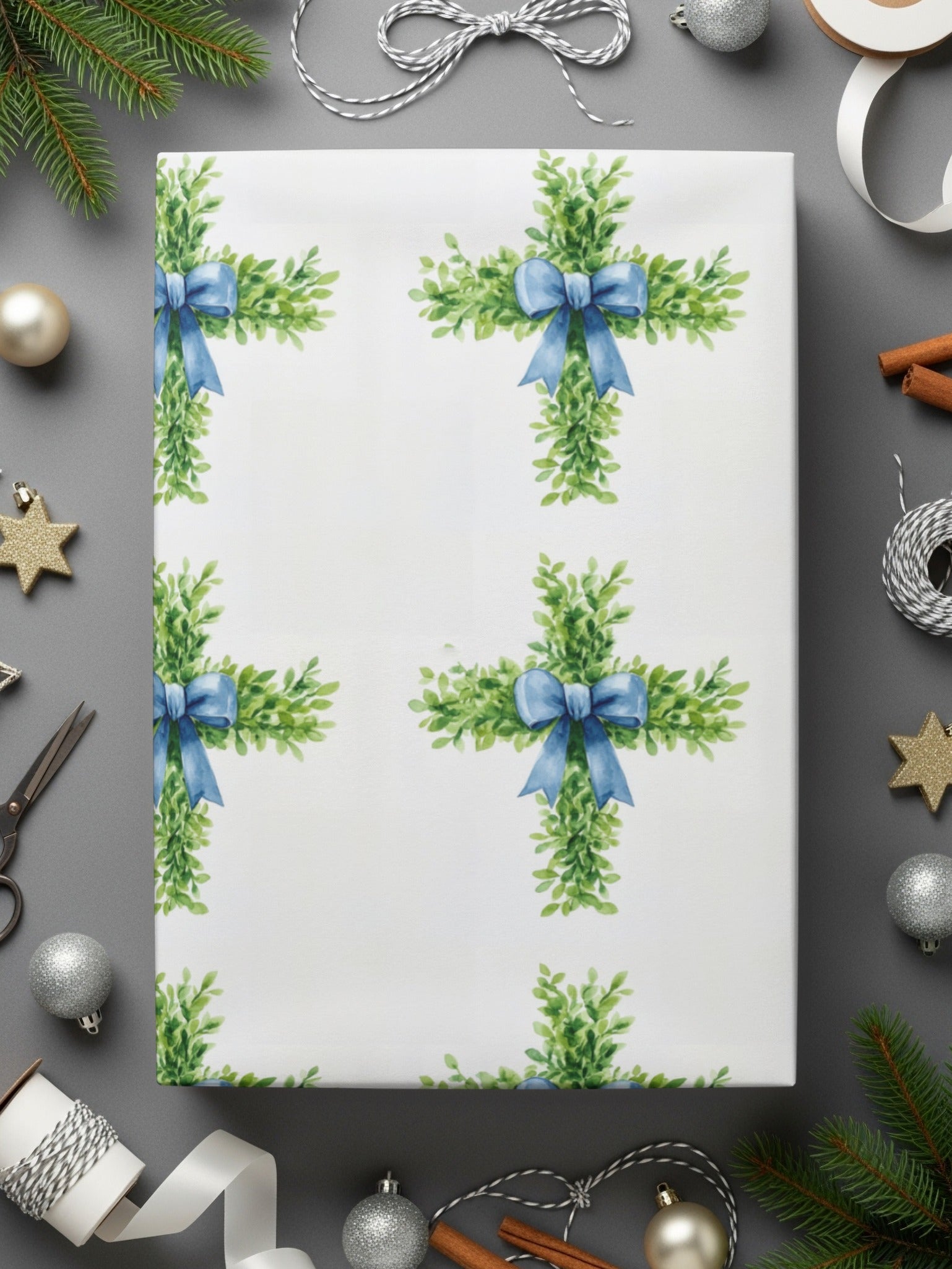 Floral Cross Seamless Pattern, Greenery Cross Digital Paper, Christian Easter Design, Spring Digital Download, Religious Pattern - Moore and Mountain