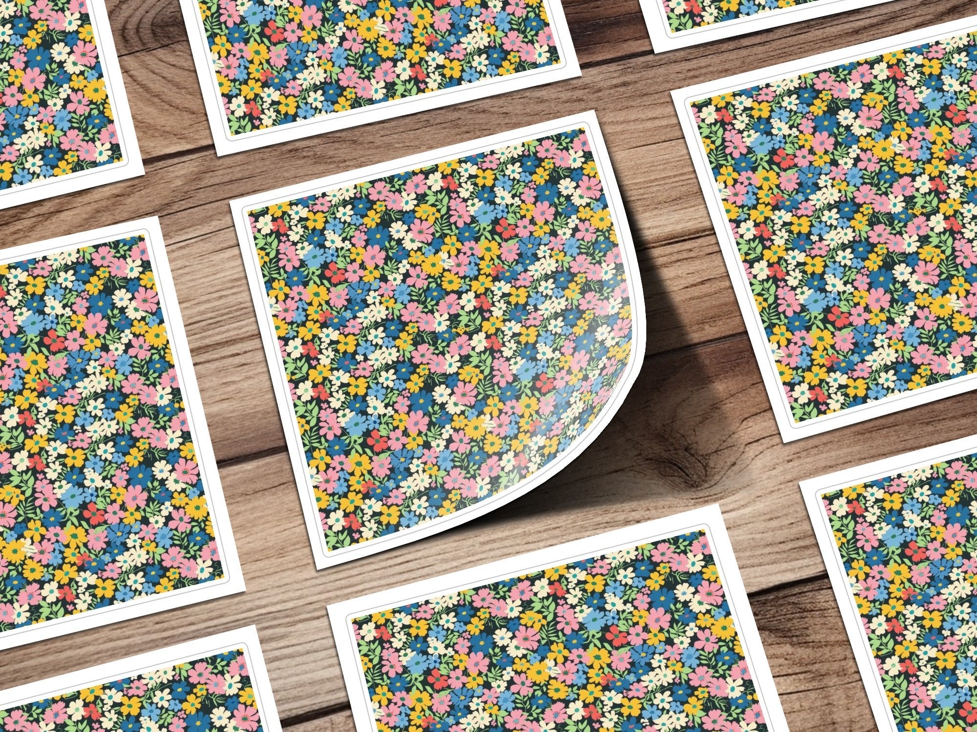 Floral Digital Paper, Ditsy Flower Seamless Pattern, Colorful Blooms Texture, Fabric Design, Scrapbooking, Background Printable - Moore and Mountain