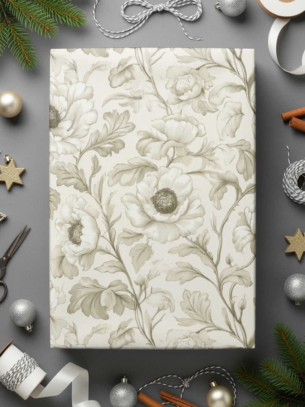 Floral Digital Paper, Peony Seamless Pattern, Beige Printable Paper, Flower Digital Background, Elegant Pattern, Digital Download - Moore and Mountain