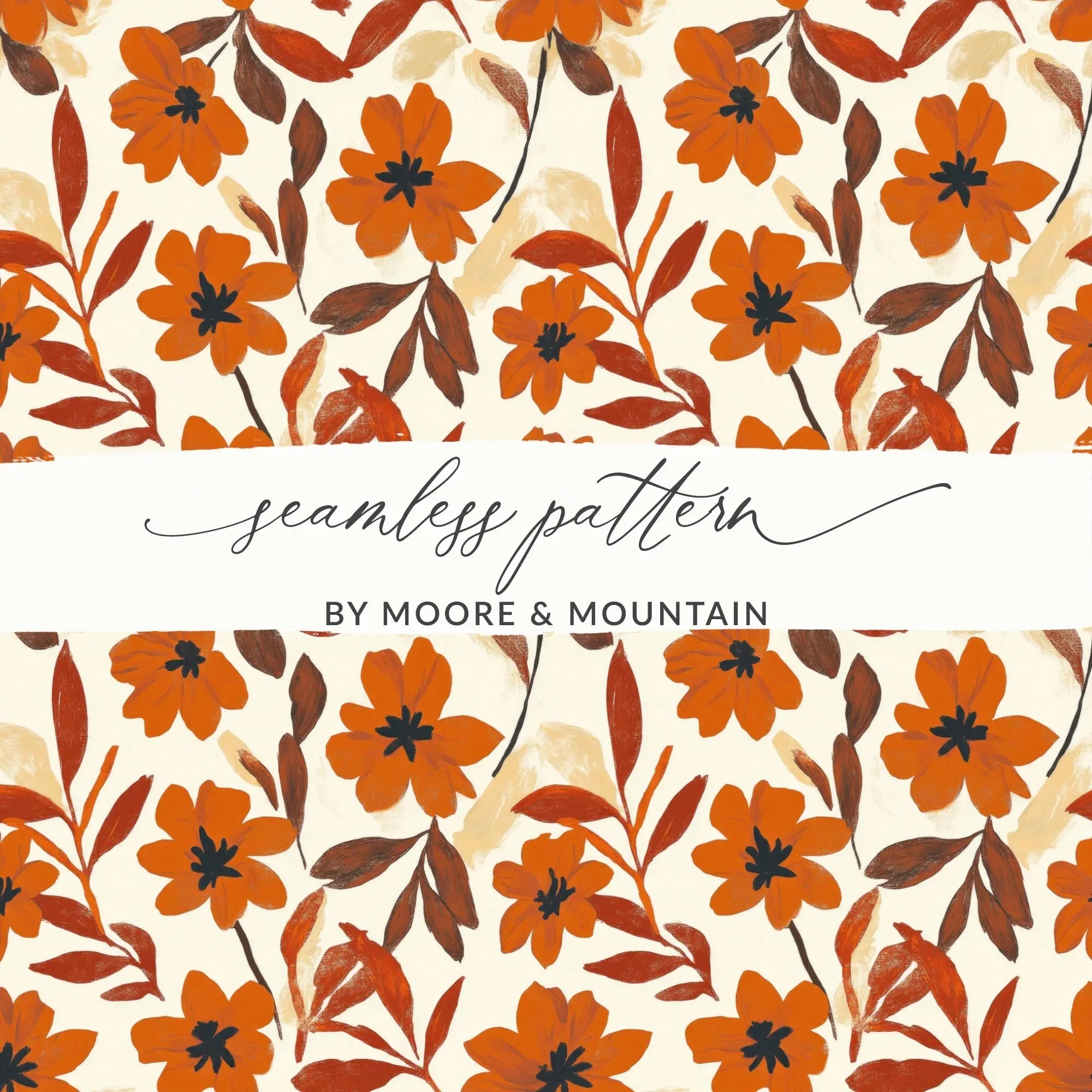 Floral Digital Paper, Seamless Flower Pattern, Autumn Digital Paper, Digital Fabric Pattern, Botanical Design, Scrapbook Paper - Moore and Mountain