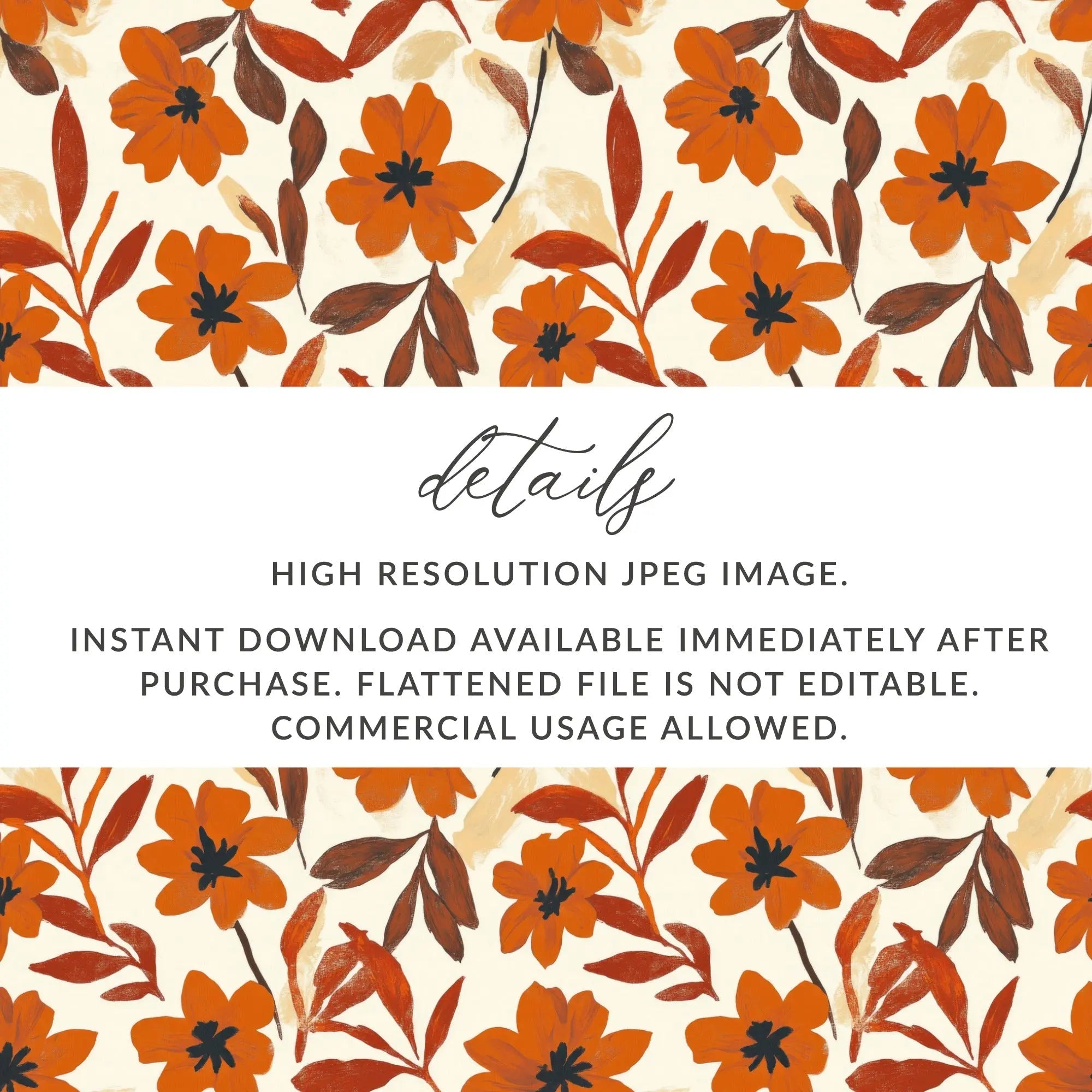 Floral Digital Paper, Seamless Flower Pattern, Autumn Digital Paper, Digital Fabric Pattern, Botanical Design, Scrapbook Paper - Moore and Mountain