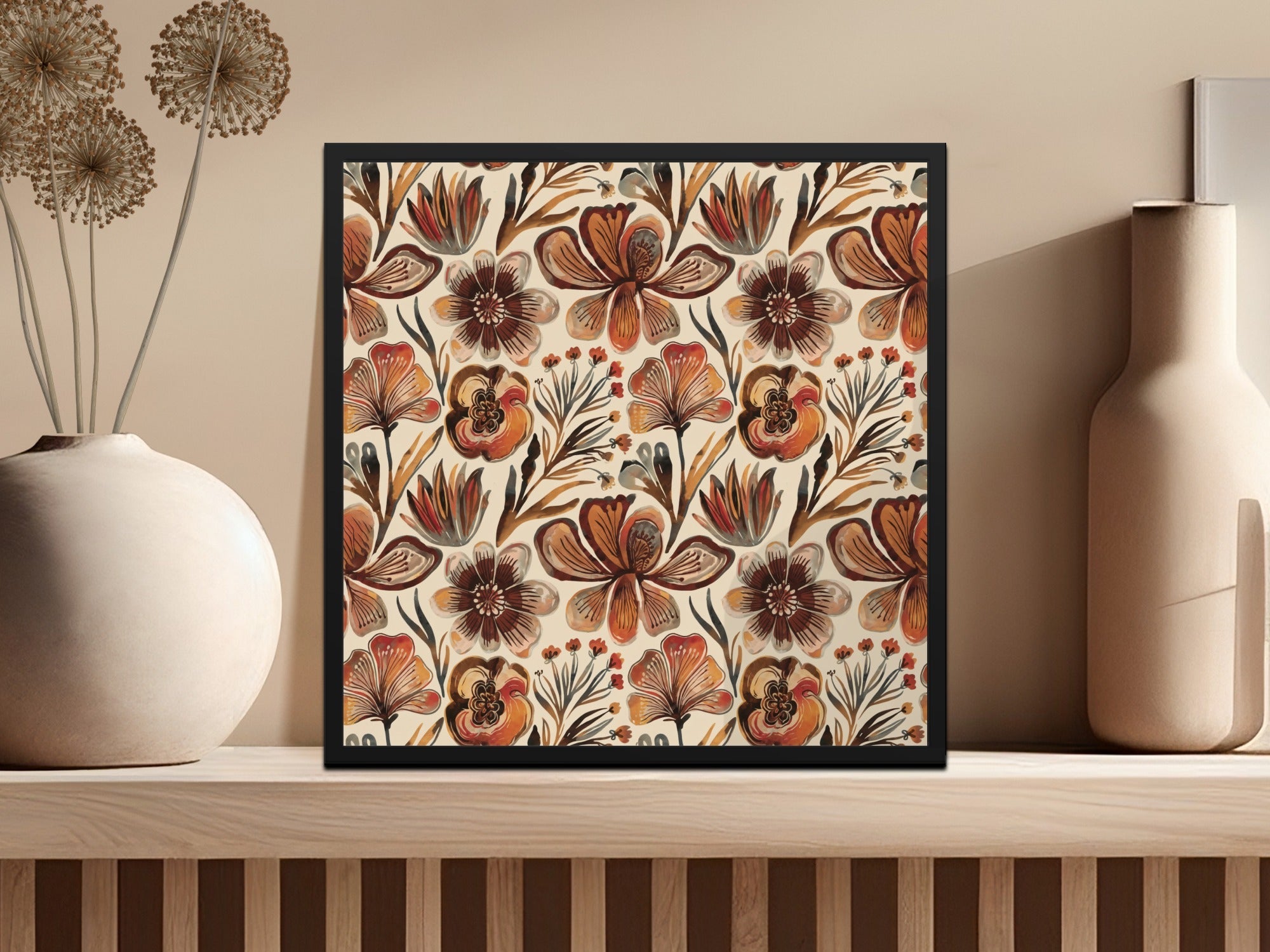 Floral Digital Paper, Seamless Flower Pattern, Autumn Tone Design, Watercolor Style Texture, Digital Download, Commercial Use Image - Moore and Mountain