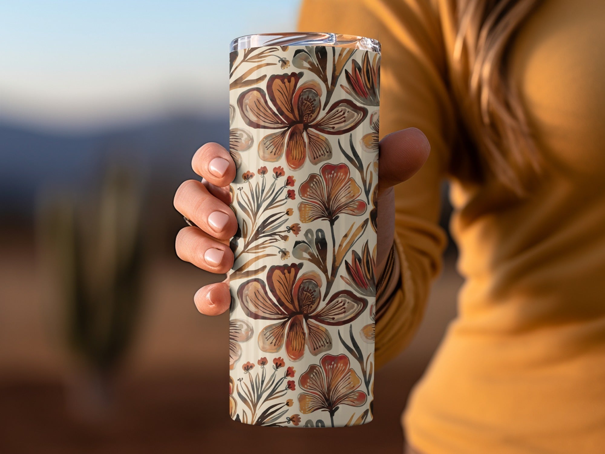 Floral Digital Paper, Seamless Flower Pattern, Autumn Tone Design, Watercolor Style Texture, Digital Download, Commercial Use Image - Moore and Mountain