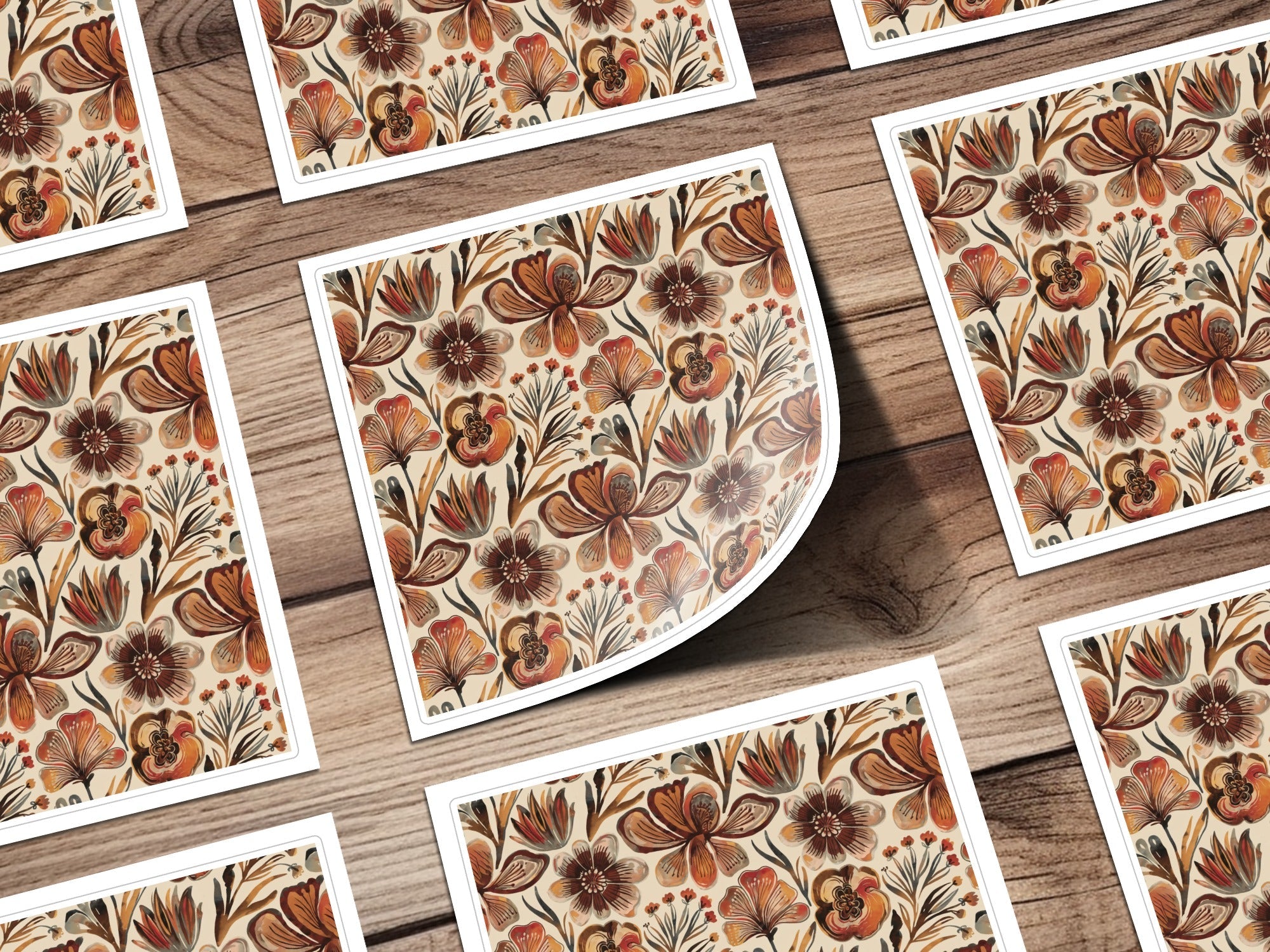 Floral Digital Paper, Seamless Flower Pattern, Autumn Tone Design, Watercolor Style Texture, Digital Download, Commercial Use Image - Moore and Mountain