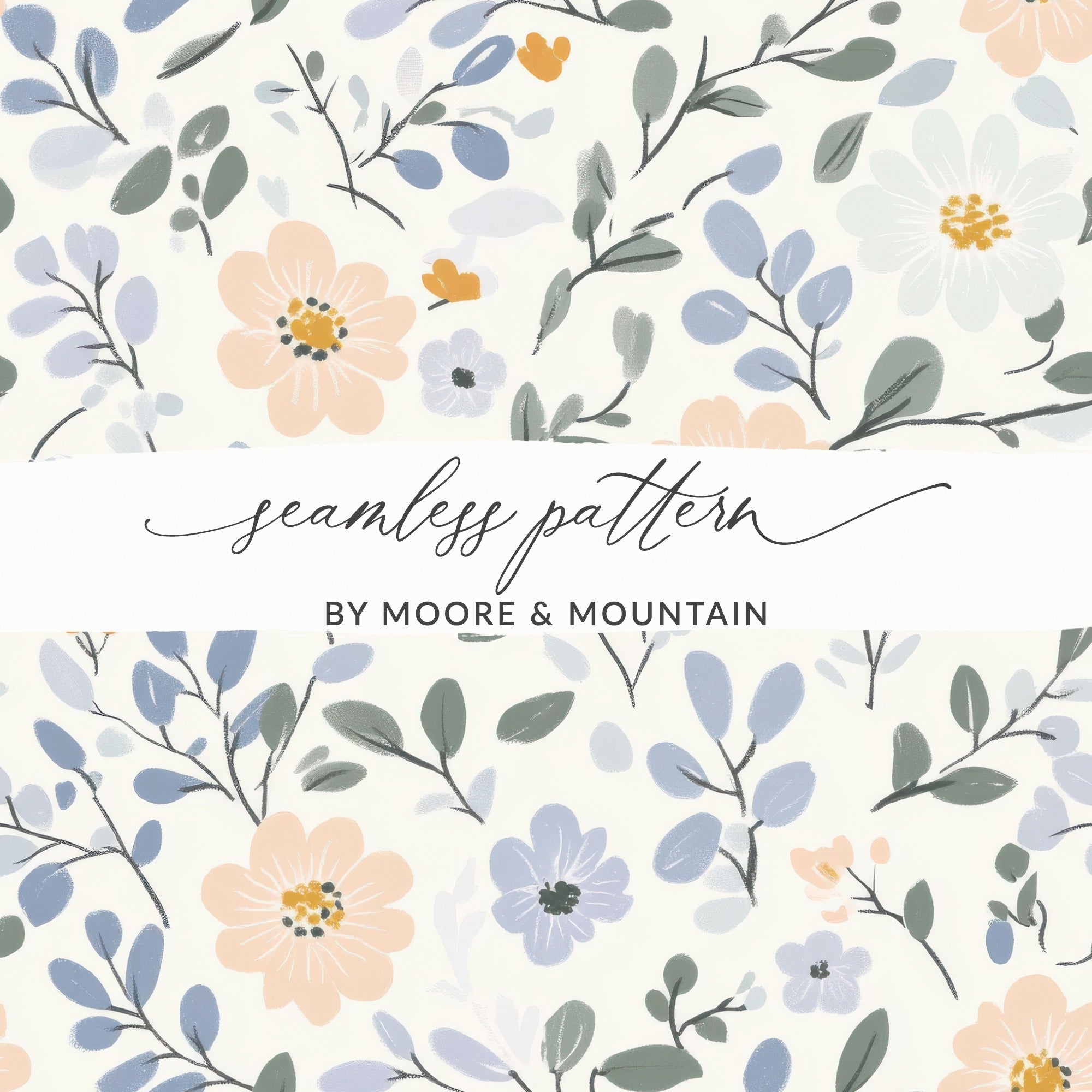 Floral Digital Paper, Seamless Flower Pattern, Pastel Botanical Design, Scrapbooking Paper, Fabric Design, Background Paper Digital - Moore and Mountain