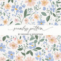Floral Digital Paper, Seamless Flower Pattern, Pastel Flower Design, Blue and Pink Blooms, Fabric Design, Scrapbook Paper, Digital Download - Moore and Mountain