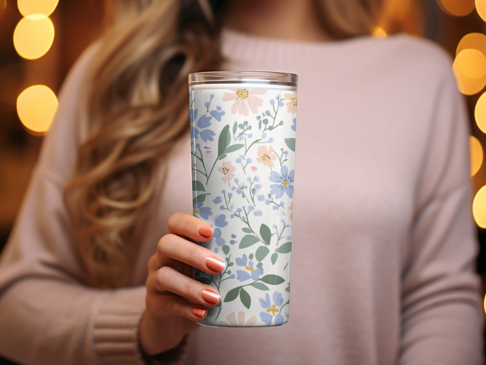 Floral Digital Paper, Seamless Flower Pattern, Pastel Flower Design, Blue and Pink Blooms, Fabric Design, Scrapbook Paper, Digital Download - Moore and Mountain