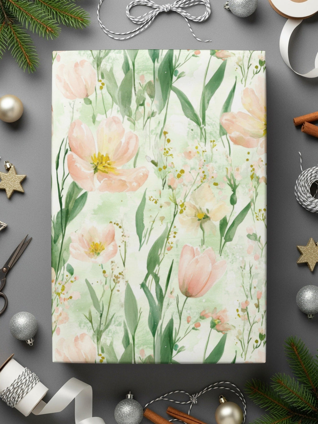 Floral Digital Paper, Tulip Seamless Pattern, Watercolor Flowers, Digital Scrapbook Paper, Fabric Design, Digital Download, Commercial Use - Moore and Mountain