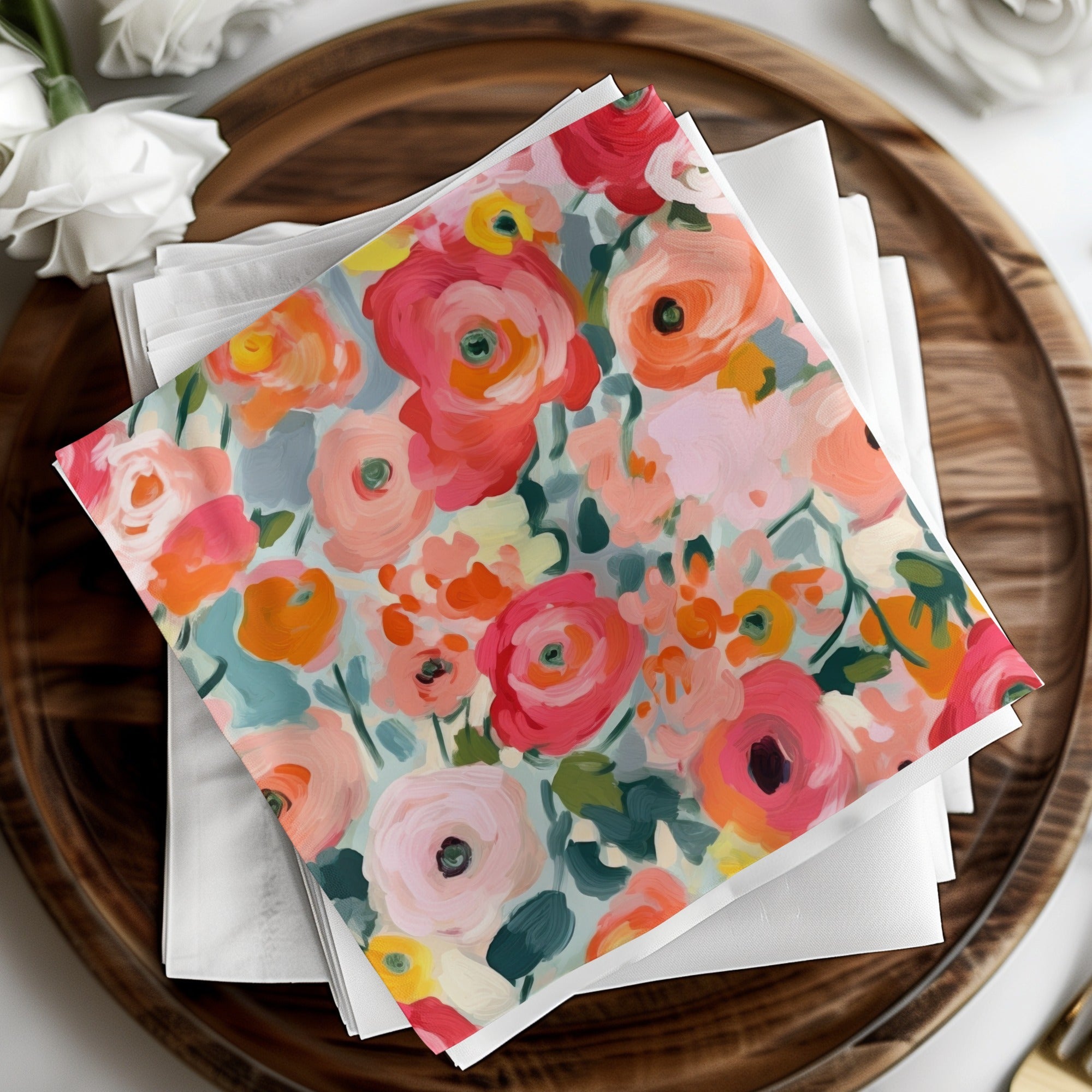 Floral Digital Paper, Watercolor Flowers Pattern, Seamless Flower Digital File, Repeating Flower Pattern, Digital Download, Flower Scrapbook - Moore and Mountain