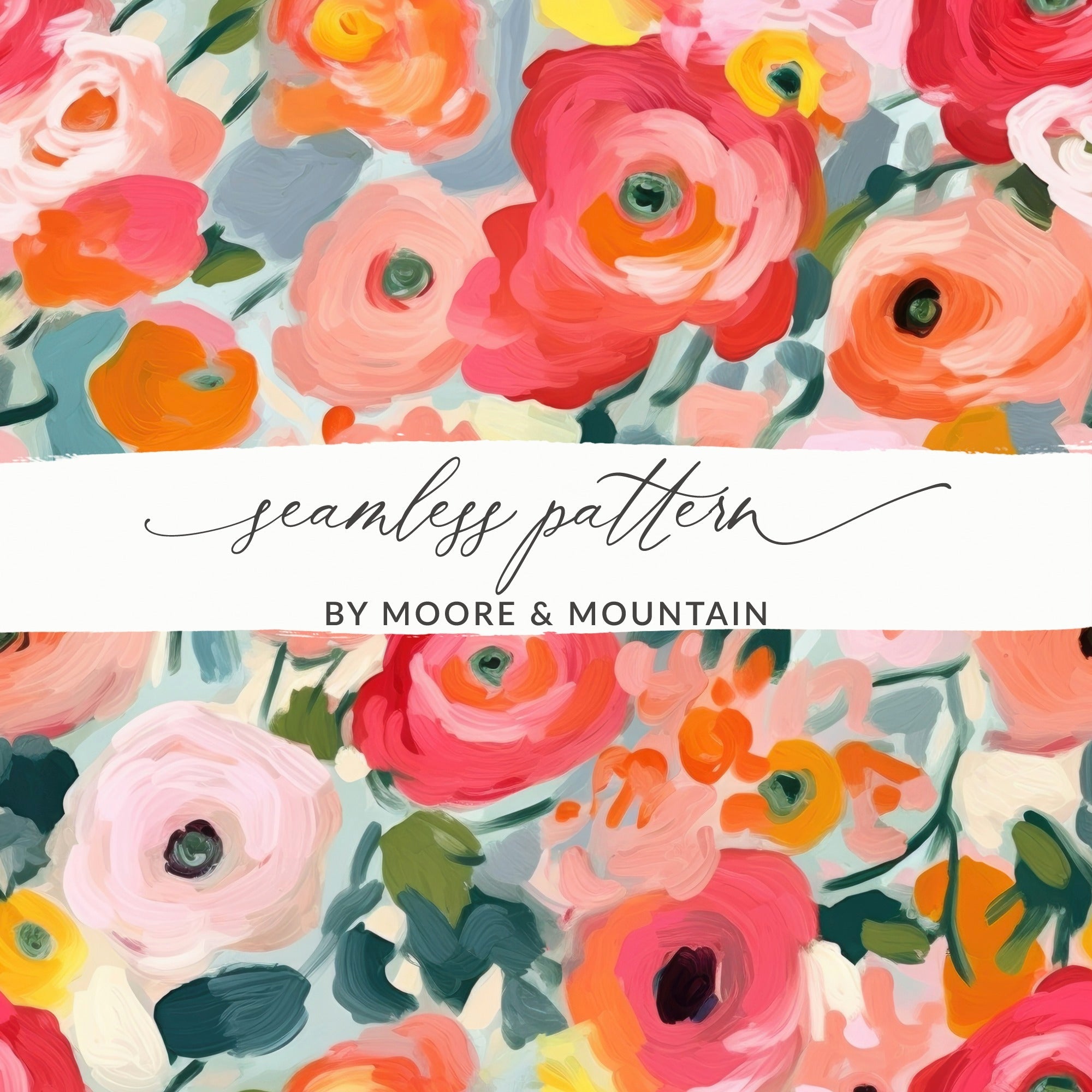 Floral Digital Paper, Watercolor Flowers Pattern, Seamless Flower Digital File, Repeating Flower Pattern, Digital Download, Flower Scrapbook - Moore and Mountain