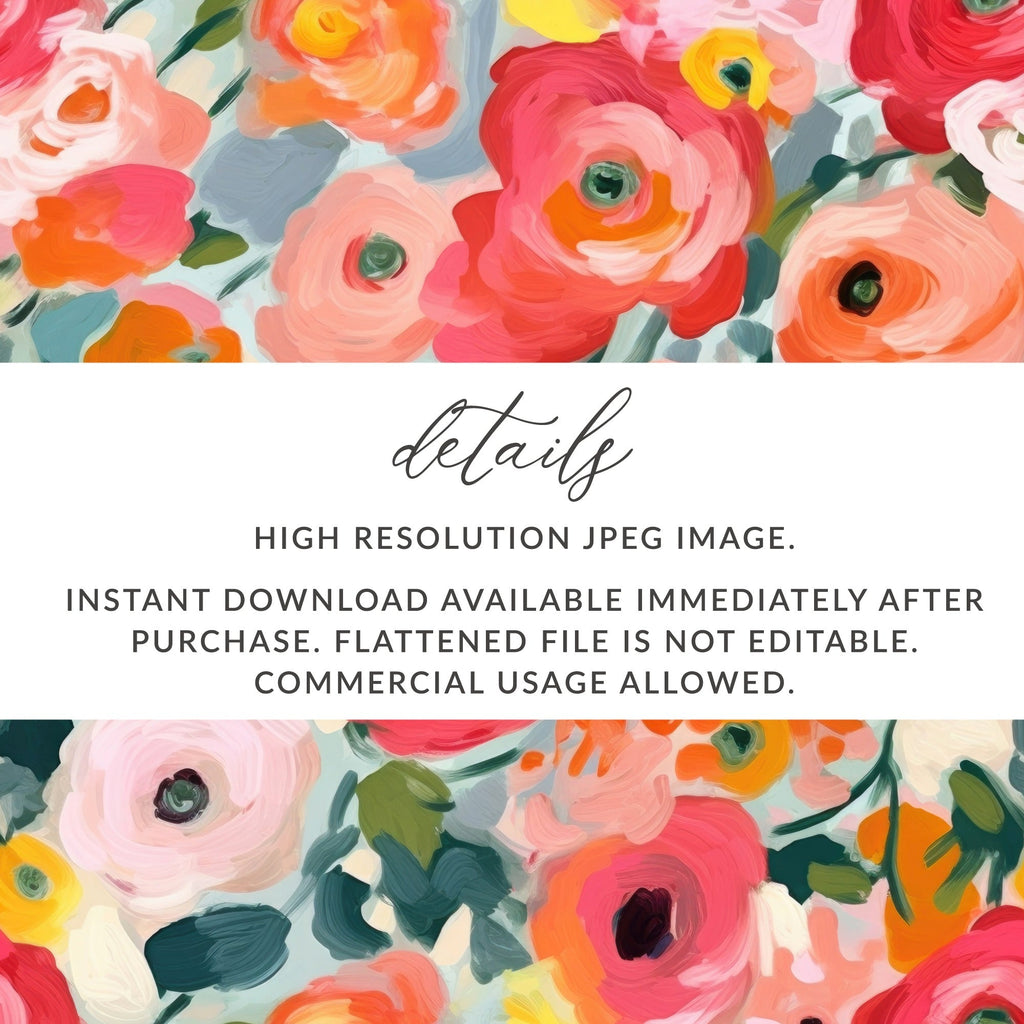 Floral Digital Paper, Watercolor Flowers Pattern, Seamless Flower Digital File, Repeating Flower Pattern, Digital Download, Flower Scrapbook - Moore and Mountain