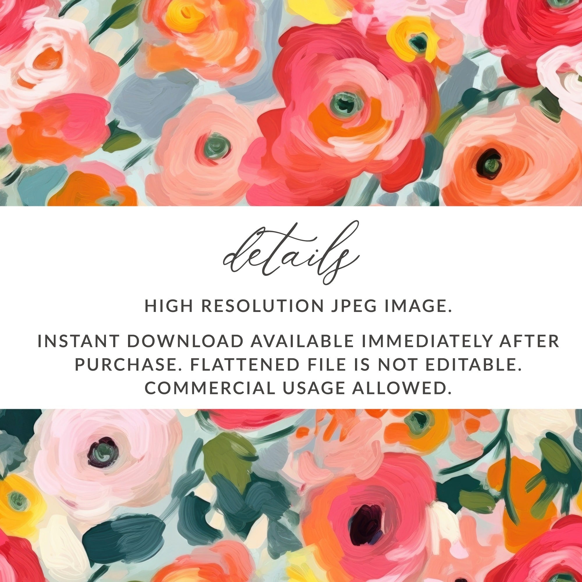 Floral Digital Paper, Watercolor Flowers Pattern, Seamless Flower Digital File, Repeating Flower Pattern, Digital Download, Flower Scrapbook - Moore and Mountain